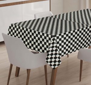 Ασπρόμαυρα τετραγωνάκια τραπεζομάντηλο κάρο