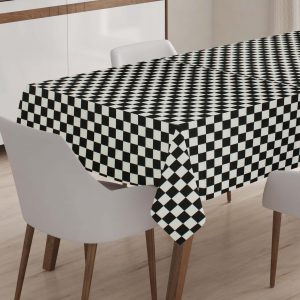 Ασπρόμαυρα τετραγωνάκια τραπεζομάντηλο κάρο
