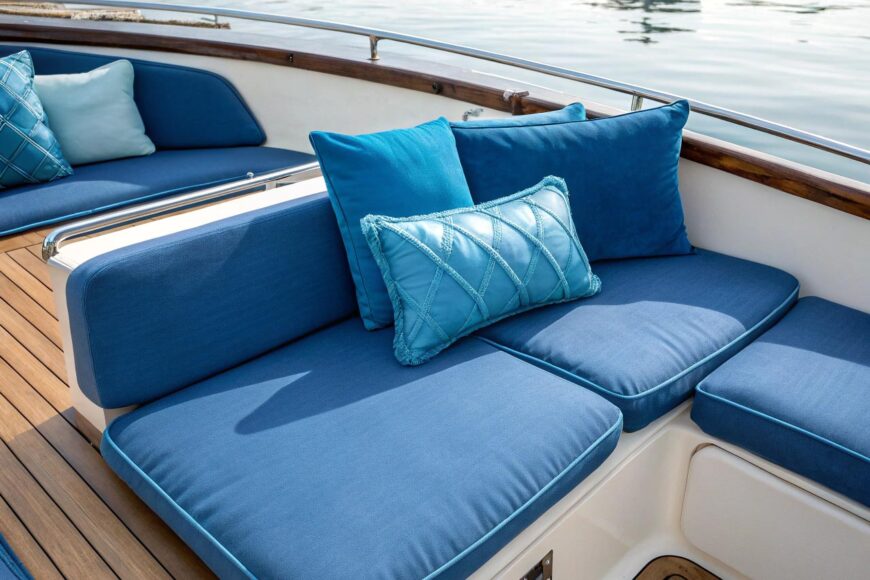Αδιάβροχα μπλε μαξιλάρια αφρολέξ για σκάφος