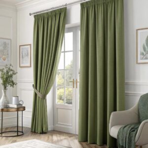 Μοναδική Olive Green Blackout Κουρτίνα με Σχέδιο