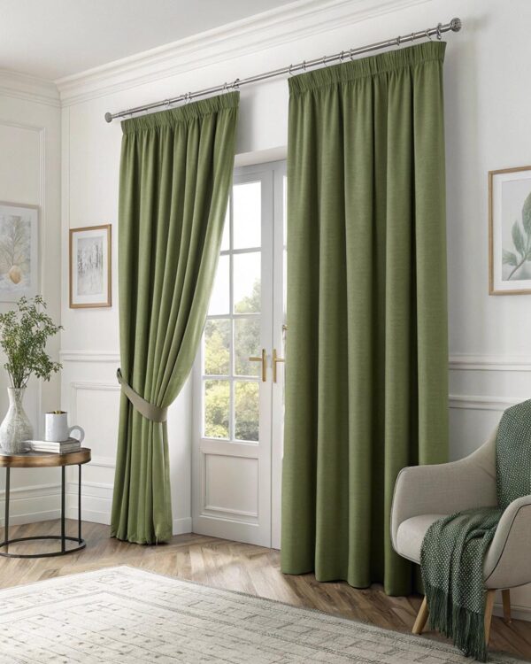 Μοναδική Olive Green Blackout Κουρτίνα με Σχέδιο