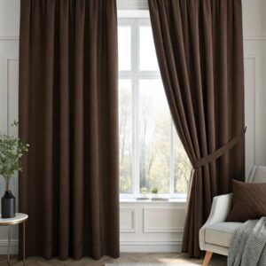 Κουρτίνα blackout συσκότισης Dark Brown με σχέδιο τρουκς