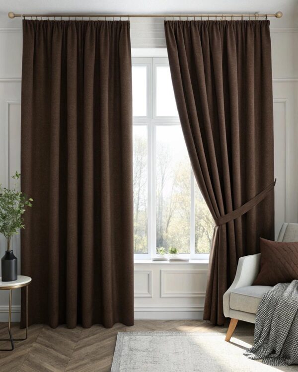 Κουρτίνα blackout συσκότισης Dark Brown με σχέδιο τρουκς
