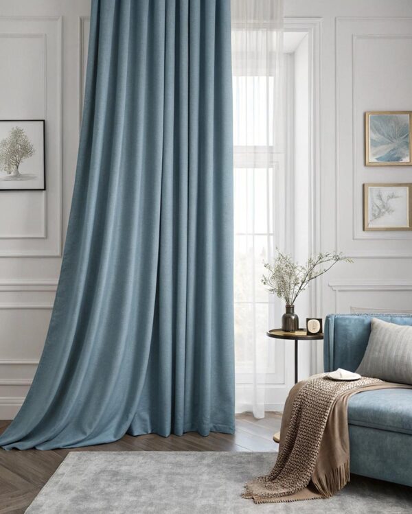 Κουρτίνα Blackout Dusty Blue Με Διακριτικό Σχέδιο