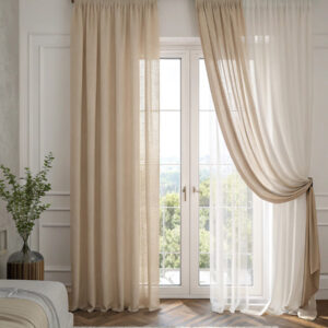Σύγχρονες Μπεζ Γάζες Κουρτίνες - Μονόχρωμο Design