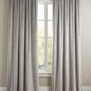 Βελούδινη Κουρτίνα Αμμου Μονόχρωμη σε Light-Grey Απόχρωση
