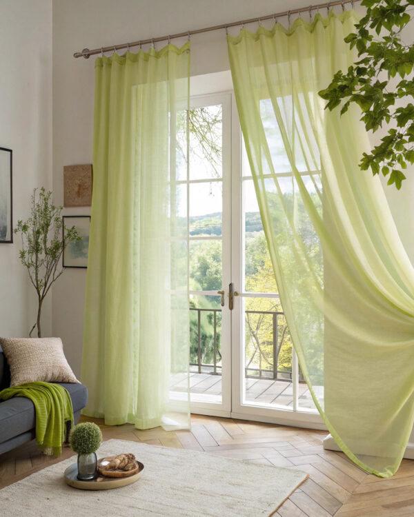 Κουρτίνα Γάζα Chartreuse Πράσινη με Διαφάνεια Μονόχρωμη