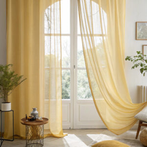 Κουρτίνα γάζα διάφανη μονόχρωμη golden-yellow για σαλόνι