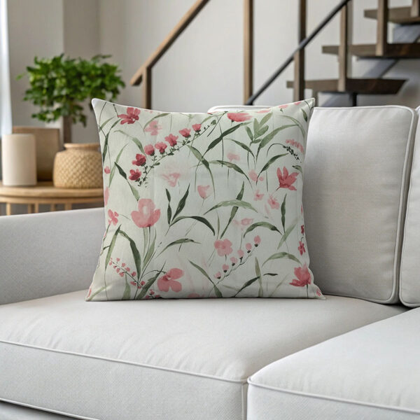Διακοσμητική θήκη καραβόπανο ροζ πράσινο floral σχέδιο