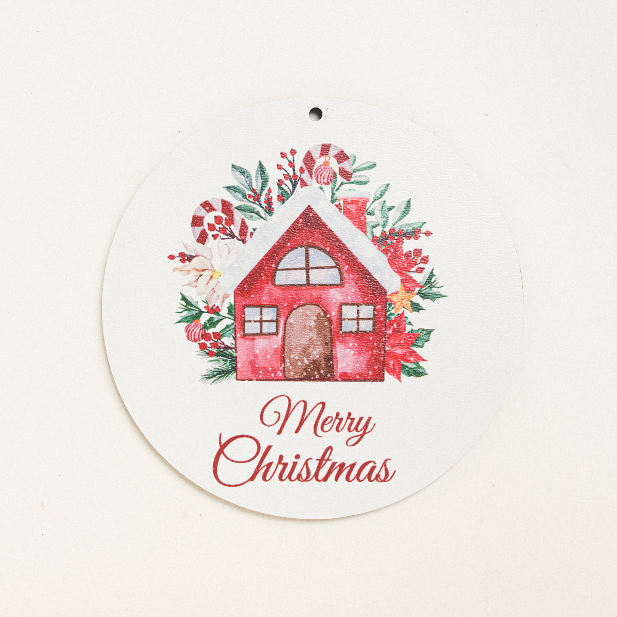 ΞΥΛΙΝΟ ΣΤΟΙΧΕΙΟ ΛΕΥΚΟ ΣΠΙΤΑΚΙ MERRY CHRISTMAS 10cm