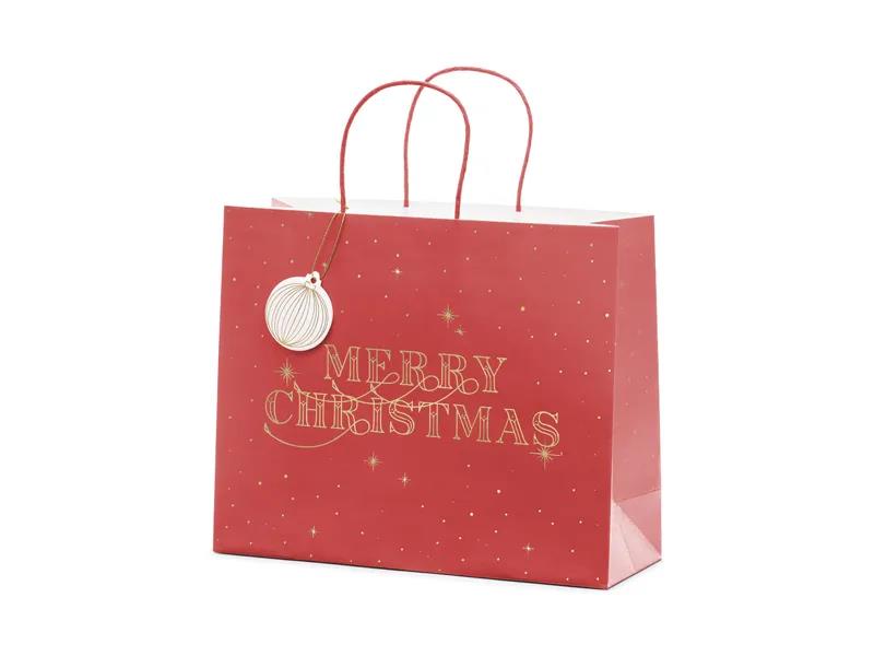 ΧΑΡΤΙΝΗ ΤΣΑΝΤΑ MERRY CHRISTMAS ΚΟΚΚΙΝΗ 32.5×26.5×11.5cm