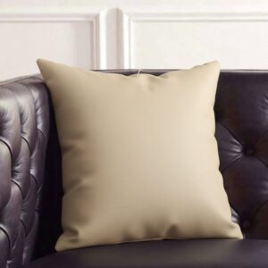 Δερμάτινα διακοσμητικά μαξιλάρια σε κλασικό μπεζ χρώμα