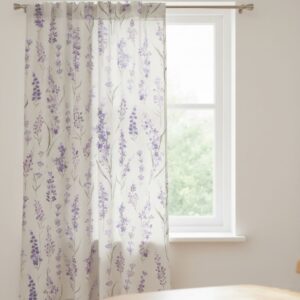 Κουρτίνα Καραβόπανο Μωβ με Μοτίβο Λεβάντας