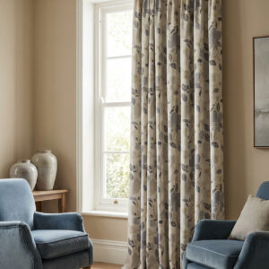 πλαινες κουρτινες -28066-3-Φλοράλ-Βαμβακερο-Γκρί