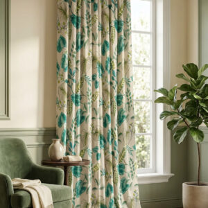 πλαινες κουρτινες -28067-3-Φλοράλ-Βαμβακερο-Πράσινο