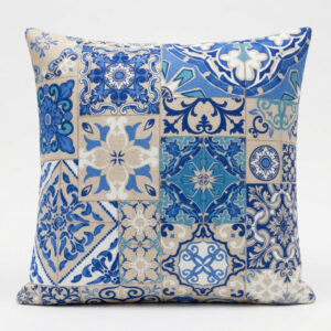 Διακοσμητική θήκη μαξιλαριού με σύγχρονο μπλε μοτίβο καραβόπανου.