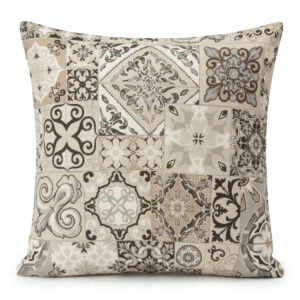 Διακοσμητική μαξιλαροθήκη καραβόπανο με μοντέρνο μωσαϊκό σχέδιο.