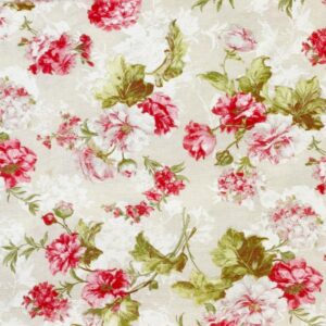 Διακοσμητικές κουρτίνες καραβόπανο με λουλούδια και φύλλα.